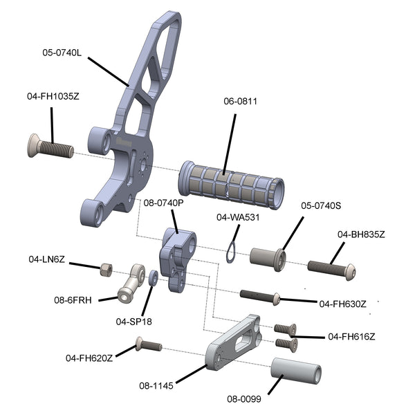 Woodcraft 05-0742B 2011-16 Aprilia RSV4 APRC/Tuono V4 STD Shift Complete Rearset