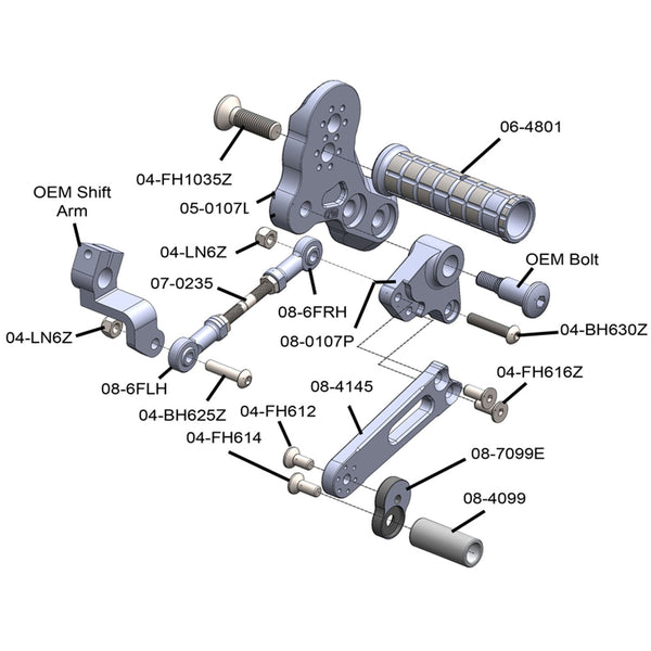 Woodcraft 05-0107B Kawasaki Z125 Rearset Complete  - STD Shift image 5