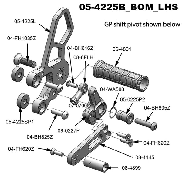 Woodcraft 05-4225B Suzuki SV650 Rearset Complete - STD Shift image 6