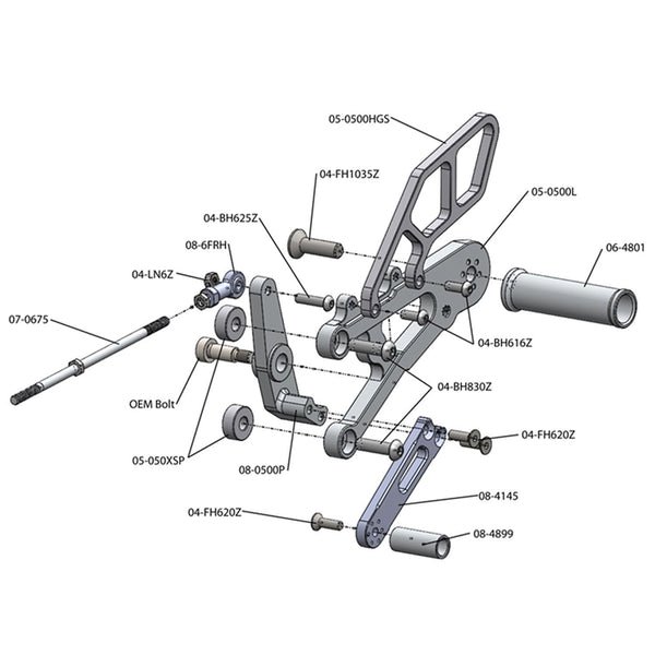 Woodcraft 05-0500B 2006-12 Triumph Daytona 675 Rearset  - STD Shift image 4