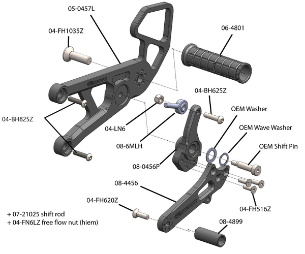 Woodcraft 05-0456B Yamaha R6 Rearset - STD Shift image 6