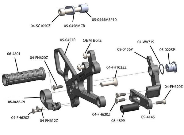 Woodcraft 05-0456B Yamaha R6 Rearset - STD Shift image 7