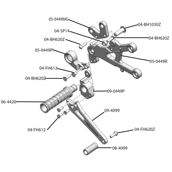 Woodcraft 05-0448B 2006-16 Yamaha R6 Rearset  - STD Shift image 4