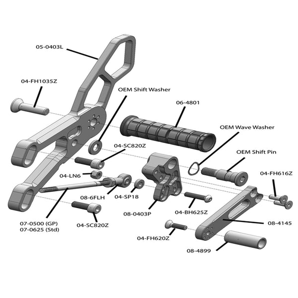 Woodcraft 05-0403B Yamaha R3 Rearset  - STD Shift image 4