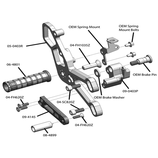 Woodcraft 05-0403B Yamaha R3 Rearset  - STD Shift image 5