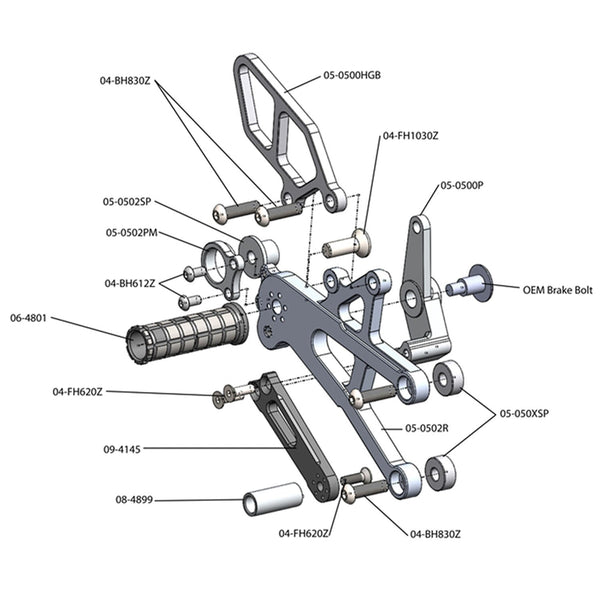 Woodcraft 05-0507B Triumph Daytona 675R Rearset  - GP Shift w/QS image 4