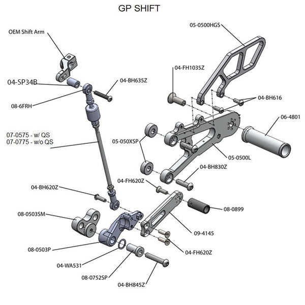 Woodcraft 05-0505B Triumph Daytona 675 Rearset  - GP Shift w/o QS - RACE USE ONLY (No Side Stand) image 4