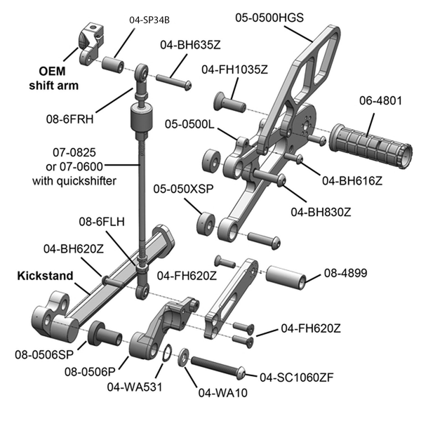 Woodcraft 05-0506B Triumph Daytona 675 Rearset  - GP Shift w/o QS image 5