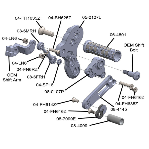 Woodcraft 05-0108B Kawasaki Z125 Rearset Complete - GP Shift image 3