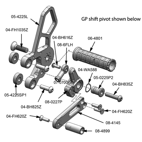 Woodcraft 05-4227B Suzuki SV650 Rearset Complete - GP Shift image 6