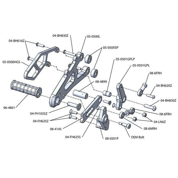 Woodcraft 05-0501B 2006-12 Triumph Daytona 675 Rearset  - GP Shift image 6