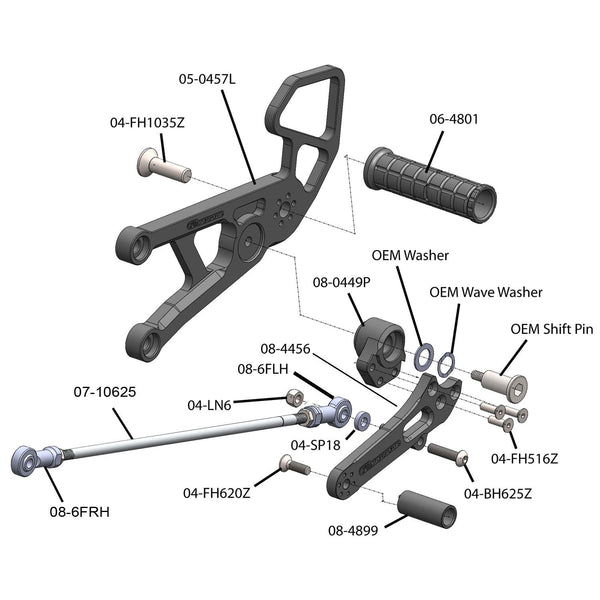 Woodcraft 05-0457B Yamaha R6 Rearset  - GP Shift image 7