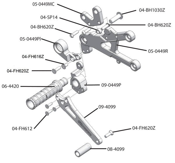 Woodcraft 05-0449B 2006-16 Yamaha R6 Rearset  - GP Shift image 5