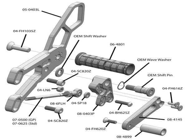 Woodcraft 05-0404B Yamaha R3 Rearset  - GP Shift image 2