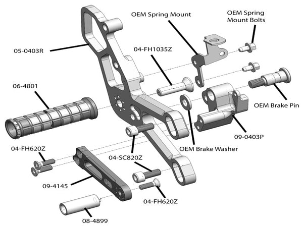 Woodcraft 05-0404B Yamaha R3 Rearset  - GP Shift image 3