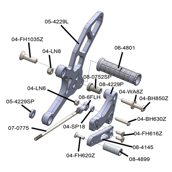 Woodcraft 05-4229B Suzuki SV650 Rearset Complete image 4