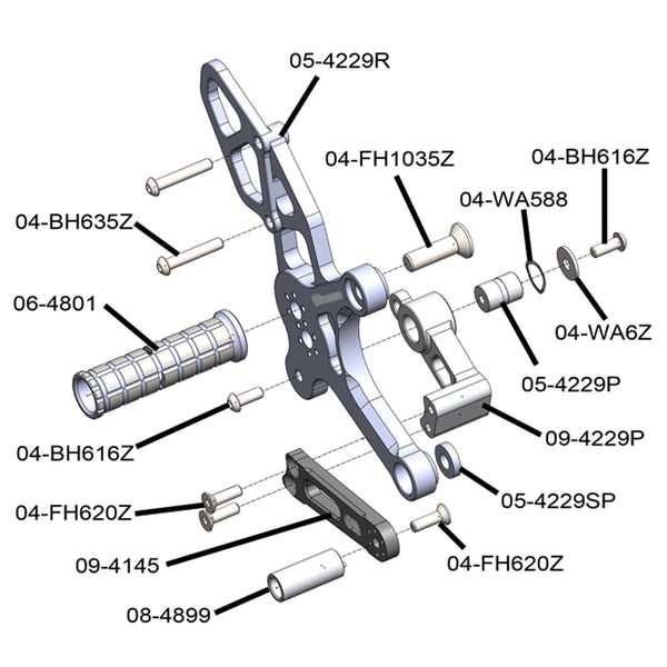 Woodcraft 05-4229B Suzuki SV650 Rearset Complete image 5