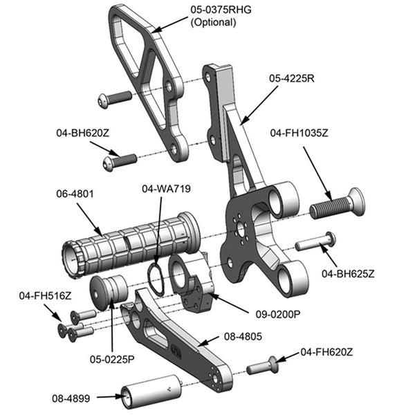 Woodcraft 05-4228B Suzuki SV1000 Rearset Complete image 5