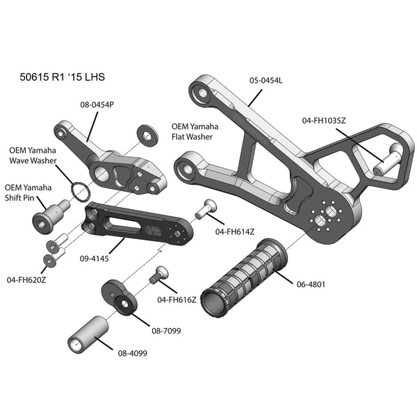 Woodcraft 05-0454B Yamaha R1 Complete Rearset image 6
