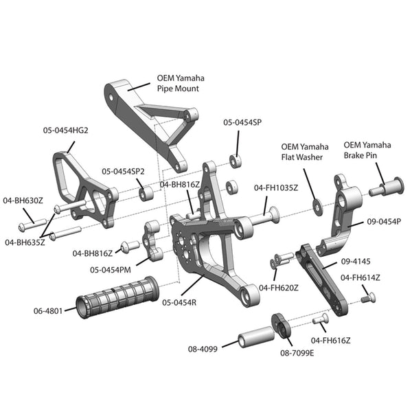 Woodcraft 05-0454B Yamaha R1 Complete Rearset image 7