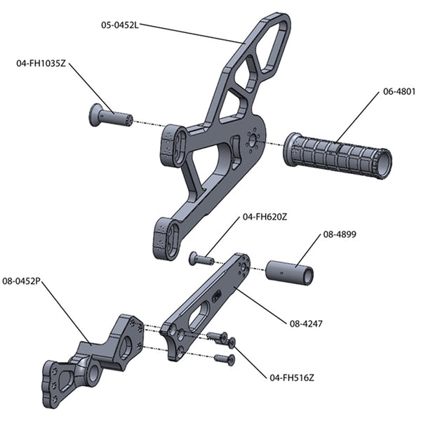 Woodcraft 05-0452B 2009-14 Yamaha R1 Complete  Rearset image 3