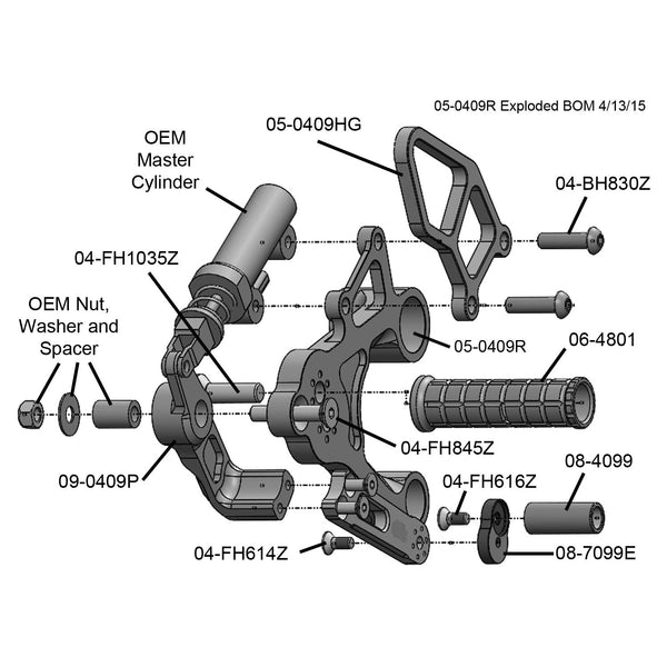 Woodcraft 05-0409B Yamaha FZ09/FJ09/XSR900 Rearset image 7