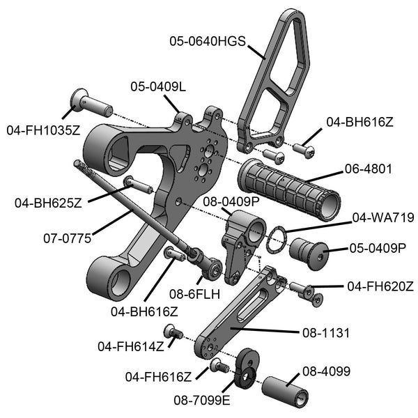 Woodcraft 05-0409B Yamaha FZ09/FJ09/XSR900 Rearset image 9