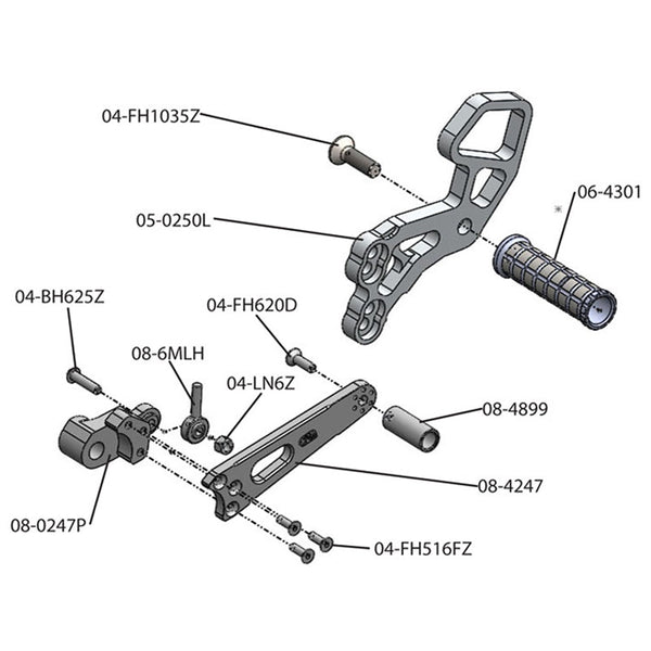 Woodcraft 05-0250B Suzuki GSX-R600/750/1000 Rearset image 3