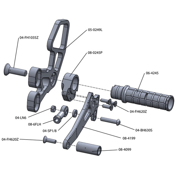 Woodcraft 05-0249B 2007-08 Suzuki GSX-R1000 Complete Rearset image 2