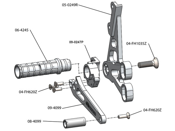 Woodcraft 05-0249B 2007-08 Suzuki GSX-R1000 Complete Rearset image 3