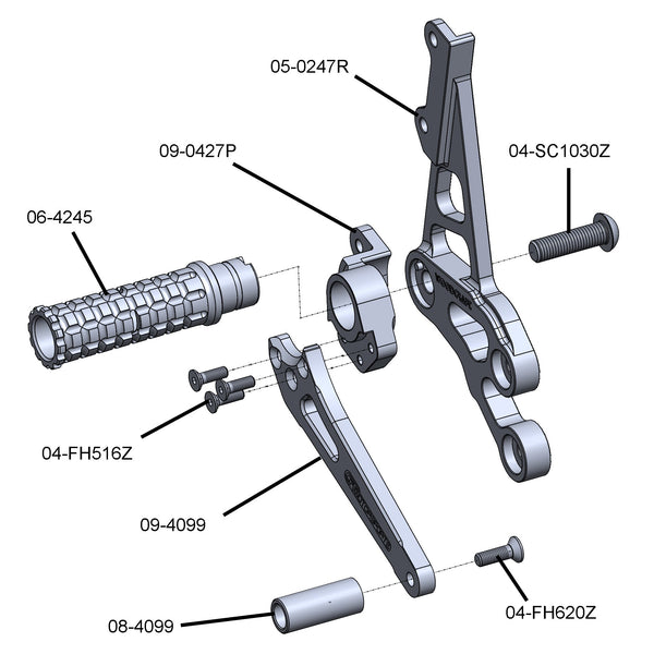 Woodcraft 05-0247B 2006-10 Suzuki GSX-R600/750 Complete Rearset image 3