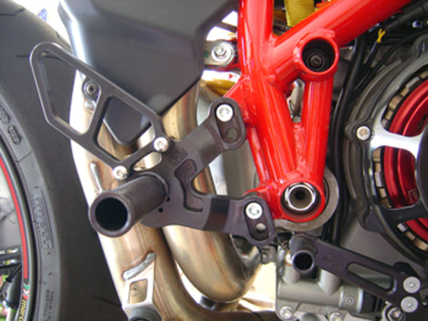 05-0640B Ducati 848 2008-11, 1098 2007-09 1198 2008-11, 848 EVO 2011-13 Complete Rearset Kit w/ Pedals Black - STD/GP Shift - Woodcraft Technologies