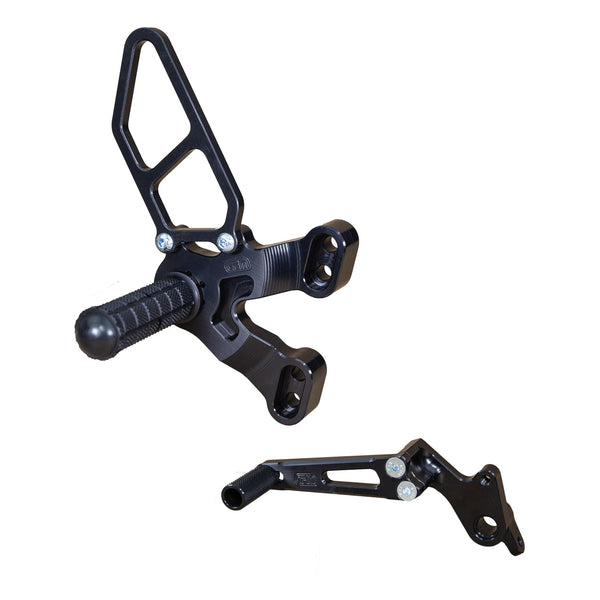 05-0641B Ducati 1198SP 2008-09 848 EVO 2011-13 Complete Rearset Kit w/ Pedals - GP Shift  w/ Factory QS - Woodcraft Technologies