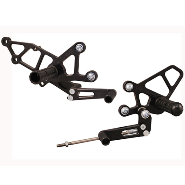 05-4131EB Kawasaki Ninja 250 2008-12 Complete Rearset Kit w/ Pedals - STD/GP Shift - Woodcraft Technologies