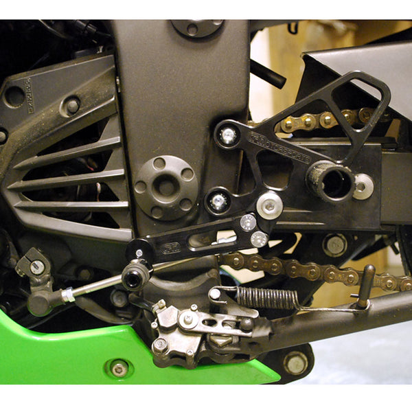 05-4131EB Kawasaki Ninja 250 2008-12 Complete Rearset Kit w/ Pedals - STD/GP Shift - Woodcraft Technologies