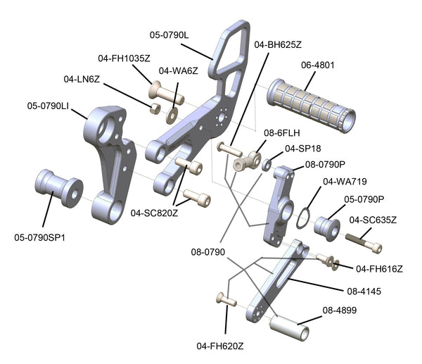Woodcraft 05-0790B KTM Duke790/890  Rear Set Kit
