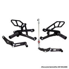 Woodcraft 05-0516B Triumph 765 Street Triple Complete Rearset Kit w/ Pedals - GP Shift w/ Aftermarket Push QS