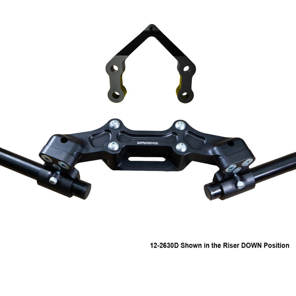 Woodcraft Ducati Monster 1200R 2016-19 Clipon Adapter Plate W/Steering Damper Mount Black Bars