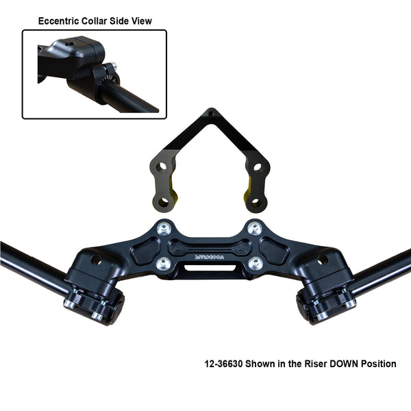 Woodcraft Ducati Monster 1200R 2016-19 Front Mount 35mm Eccentric Adapter Plate  W/Steering Damper Mount, Black Bars