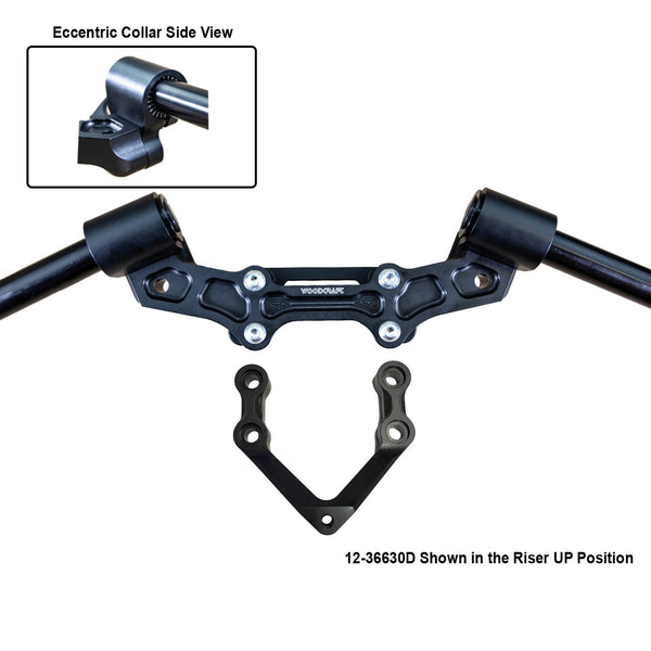 Woodcraft Ducati Monster 1200R 2016-19 Front Mount 35mm Eccentric Adapter Plate  W/Steering Damper Mount, Black Bars