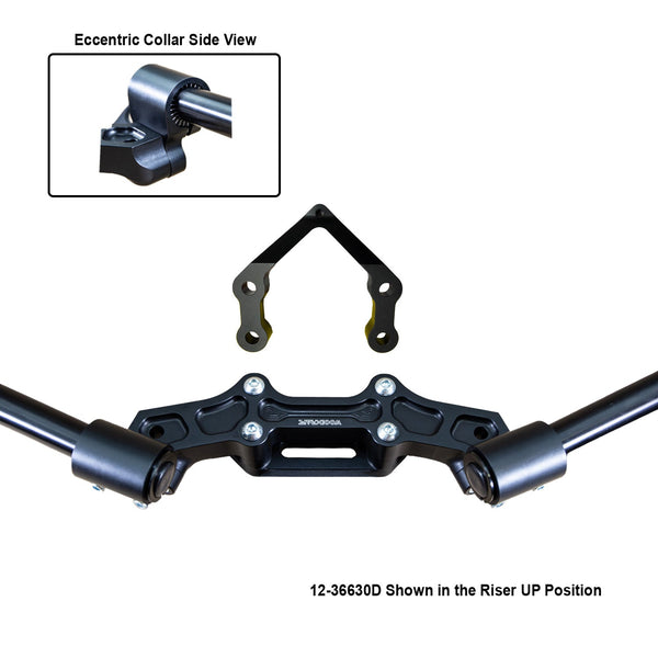 Woodcraft Ducati Monster 1200R 2016-19 Front Mount 35mm Eccentric Adapter Plate  W/Steering Damper Mount, Black Bars