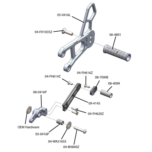 Woodcraft 05-0415B Yamaha MT10  Complete Rearset