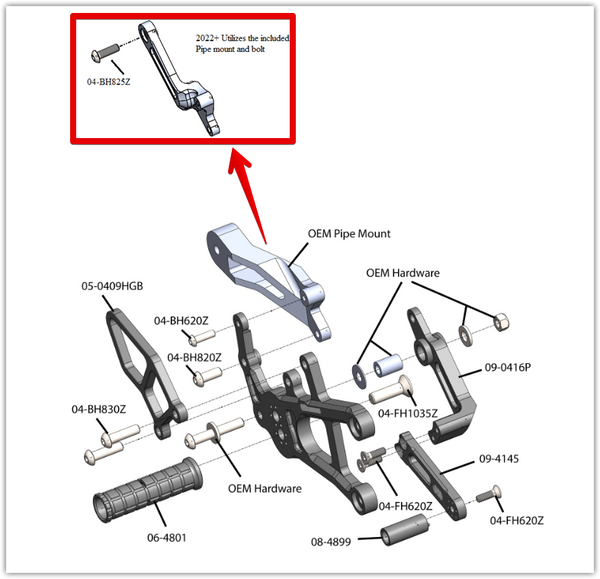 Woodcraft 05-0415B Yamaha MT10  Complete Rearset
