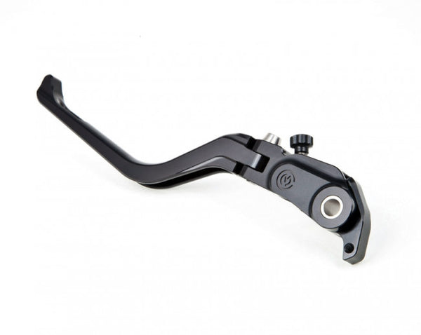 MOTOCORSE NEW STYLE BILLET ADJUSTABLE FOLDING CLUTCH LEVER FOR BREMBO SEMIRADIAL BRAKE MASTER CYLINDER, BLACK or SILVER- M1200