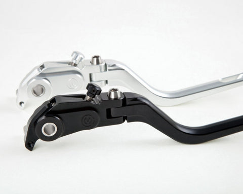 MOTOCORSE NEW STYLE BILLET ADJUSTABLE FOLDING BRAKE LEVER FOR BREMBO SEMIRADIAL BRAKE MASTER CYLINDER, BLACK or SILVER