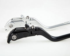MOTOCORSE NEW STYLE BILLET ADJUSTABLE FOLDING BRAKE LEVER FOR BREMBO SEMIRADIAL BRAKE MASTER CYLINDER, BLACK or SILVER