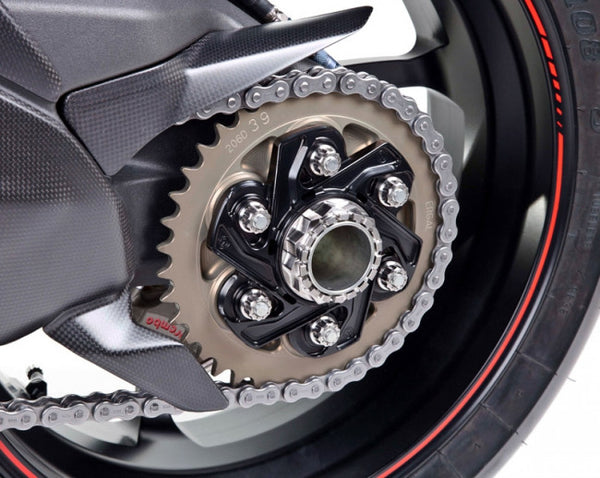 MOTOCORSE BILLET REAR SPROCKET CARRIER FOR DUCATI MODELS WITH LARGE HUB SINGLESIDED SWINGARMS, Silver or Black