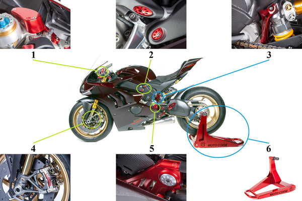 MOTOCORSE MOTO CORSE  102130140 _ OHLINS FRONT FORKS KIT WITH BILLET ALUMINIUM CALIPER RADIAL MOUNTS FOR DUCATI PANIGALE V2 / V4