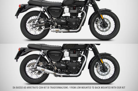 ZARD EXHAUST 2>2 KIT Triumph BONNEVILLE T100 M.Y. 2017 KEEPING OEM CATALYZER ZTPH071SSR