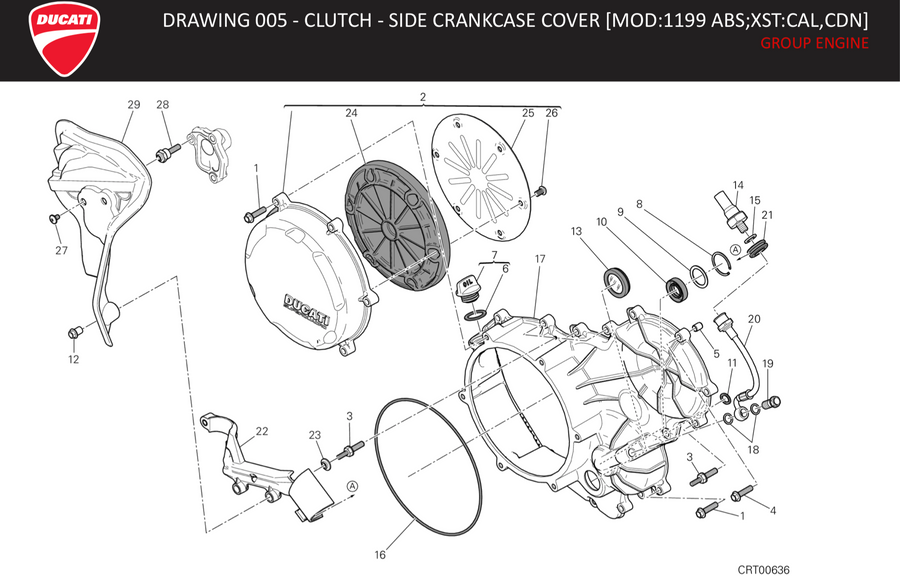 DUCATI 1199 959 1299 PANIGALE GENUINE CLUTCH SIDE ENGINE CASE COVER  #24311274A